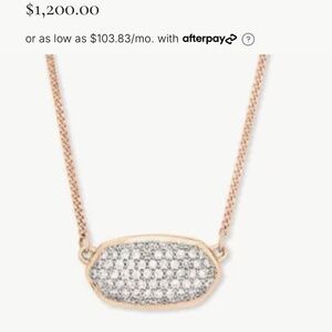 Kendra Scott “Elisa” Pendant Necklace in Pave Diamond- 14k Rose Gold